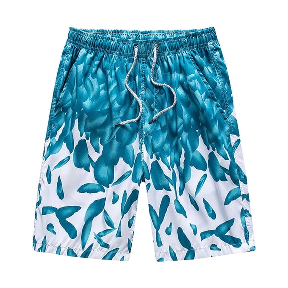Ceisia Men's Quick Dry Beach Swim Trunks with Drawstring Pockets All Over Print Five Quarter Casual Summer Shorts Gifts for Father Green 3X