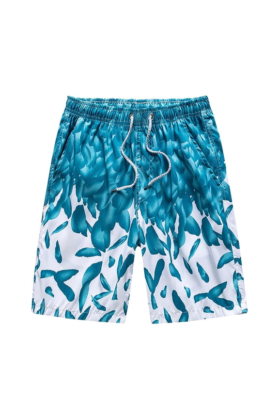 Men's Quick Dry Beach Swim Trunks with Drawstring Pockets All Over Print Five Quarter Casual Summer Shorts Gifts for Father Green 3X