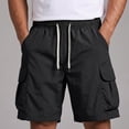 thumbnail image 1 of Ceisia Men's Quick Dry Cargo Shorts Elastic Waist Drawstring With Multi Pockets Casual Summer Beach Shorts Black XXXXL Gift, 1 of 7