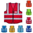 thumbnail image 1 of Ceisia Men's Reflective Safety Vest with Zipper Pockets Mesh Construction Workwear Sleeveless Protective Jacket Red Free Size Gifts, 1 of 5