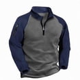 thumbnail image 1 of Ceisia Men's Regular-Fit Stand-Collar Half-Zip Color-Blocked Fleece Pullover Gift, 1 of 9