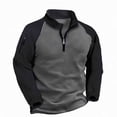 thumbnail image 1 of Ceisia Men's Regular-Fit Stand-Collar Half-Zip Color-Blocked Fleece Pullover Gift, 1 of 9
