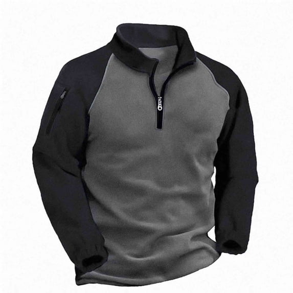 Ceisia Men's Regular-Fit Stand-Collar Half-Zip Color-Blocked Fleece Pullover Gift