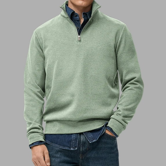 Ceisia Men's Regular-Fit Stand-Collar Half-Zip Knit Long-Sleeve Top Multi-Solid for Winter Gift