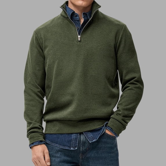 Ceisia Men's Regular-Fit Stand-Collar Half-Zip Knit Long-Sleeve Top Multi-Solid for Winter Gift