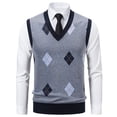 thumbnail image 1 of Ceisia Men's Regular-Fit V-Neck Argyle-Patterned Acrylic Knitted Sleeveless Vest Gift, 1 of 9