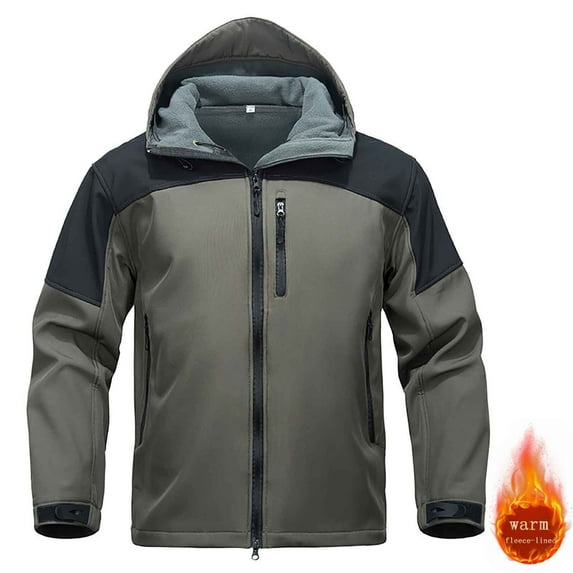 Ceisia Men's Regular Fit Waterproof Windproof Fleece-Lined Softshell Jacket | Outdoor Hooded Multi-Functional Jacket Gifts
