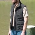 thumbnail image 1 of Ceisia Men's Relaxed Fit Multi-Pocket Utility Vest - Stand-Up Collar Zip Front Gray L Gifts, 1 of 7