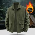 thumbnail image 1 of Ceisia Men's Reversible Fleece Lined Windproof Water Resistant Stand Collar Jacket Full Zip Multi Pocket Outdoor Outerwear Gift, 1 of 5