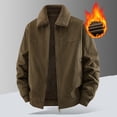 thumbnail image 1 of Ceisia Men's Reversible Sherpa Lined Cotton Trucker Jacket Fleece Collar Loose Fit Multi Pocket Warm Outer Coat Gift, 1 of 5
