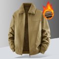 thumbnail image 1 of Ceisia Men's Reversible Sherpa Lined Cotton Trucker Jacket Fleece Collar Loose Fit Multi Pocket Warm Outer Coat Gift, 1 of 5