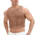 thumbnail image 1 of Ceisia Men's Rhinestone Mesh Crop Top Sleeveless Sheer Tank Top for Party Club Coffee L Gift, 1 of 5