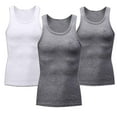 thumbnail image 1 of Ceisia Men's Ribbed Cotton Tank Tops Multi-Pack Breathable Undershirts 3PC Gray XXXL Big & Tall Gifts for Father, 1 of 6