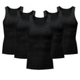 thumbnail image 1 of Ceisia Men's Ribbed Cotton Tank Tops Multi-Pack Breathable Undershirts 5PC Black M Gifts for Father, 1 of 4