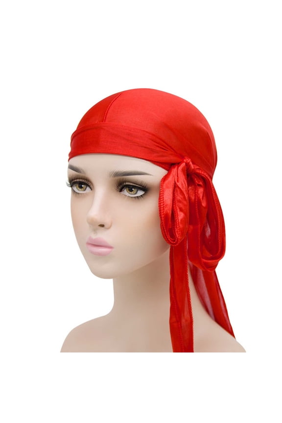 Men's Satin Durag Headwrap Silky Smooth Breathable Tie Down Wave Cap Multi Color Red Free Size Gifts for Father