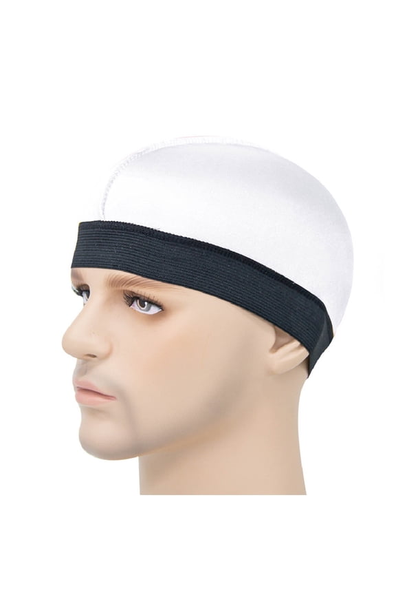 Men's Satin Wave Cap Elastic Band Breathable Durag Style Head Wrap for Hair Multi Color White Free Size Gifts for Father