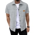 thumbnail image 1 of Ceisia Men's Short Sleeve Classic Fit Polo Shirt Solid Color Casual Button Down Collared with Pocket Versatile Daily Essential Top Gifts for Father Gray M, 1 of 5