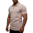 thumbnail image 1 of Ceisia Men's Short Sleeve Solid Color Zip Polo Shirt Knit Collared Business Casual Everyday Top Gifts for Father Beige 1X, 1 of 8