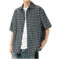 thumbnail image 1 of Ceisia Men's Short Sleeve Striped Polo Shirt Breathable Soft Casual Button Down Lapel Collar Summer Top Black Gifts for Father 1X, 1 of 7