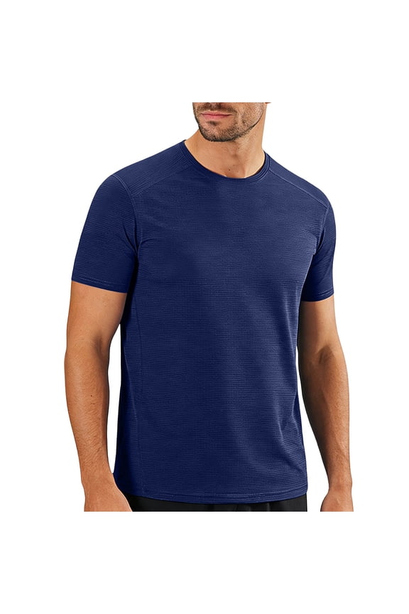 Men's Short Sleeve Training Active T-Shirt Solid Crewneck Performance Top for Running Moisture Wicking Athletic Gym Wear Gifts for Father Multicolor 8X