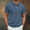 thumbnail image 1 of Ceisia Men's Short Sleeve Vintage Polo Shirt Fashion Print Waffle Knit Half Button Casual Soft Collared Everyday Top Gifts for Father Blue 1X, 1 of 4
