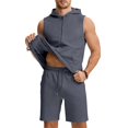 thumbnail image 1 of Ceisia Men's Sleeveless Hoodie and Shorts Set Full Zip Hooded Tank with Drawstring Shorts Dark Gray XXL Gifts for Father, 1 of 9