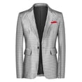 thumbnail image 1 of Ceisia Men's Slim Fit Casual Suit Jacket Colorblock Single Breasted Lapel Collar Long Sleeve Blazer Middle-Aged Business Top Silver L Gifts, 1 of 5