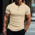 thumbnail image 1 of Ceisia Men's Slim Fit Short Sleeve Henley T-Shirt Ribbed Texture Spring Summer Shirt Gift, 1 of 6