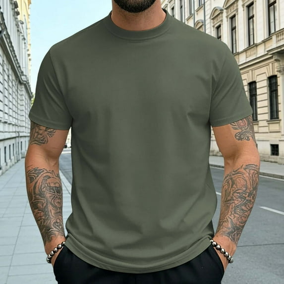 Ceisia Men's Slim Fit Short-Sleeve Mock Neck Basic T-Shirt Solid Color Spring Summer Shirt Gift