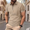 thumbnail image 1 of Ceisia Men's Slim Fit Short Sleeve Zip-Up Polo Shirt Turn-Down Collar Textured Fabric Spring Summer Shirt Gift, 1 of 7
