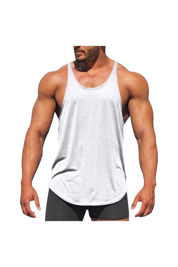 Men's Slim Fit Solid Color Cotton Stringer Tank Top for Gym & Training Gift