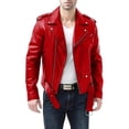 thumbnail image 1 of Ceisia Men's Slim Turn-Down Collar Diagonal-Zip Biker-Style Faux Leather (PU) Jacket Gift, 1 of 7