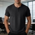 thumbnail image 1 of Ceisia Men's Slub Cotton Short Sleeve Henley T-Shirt With 3 Buttons Black XL Gift, 1 of 7