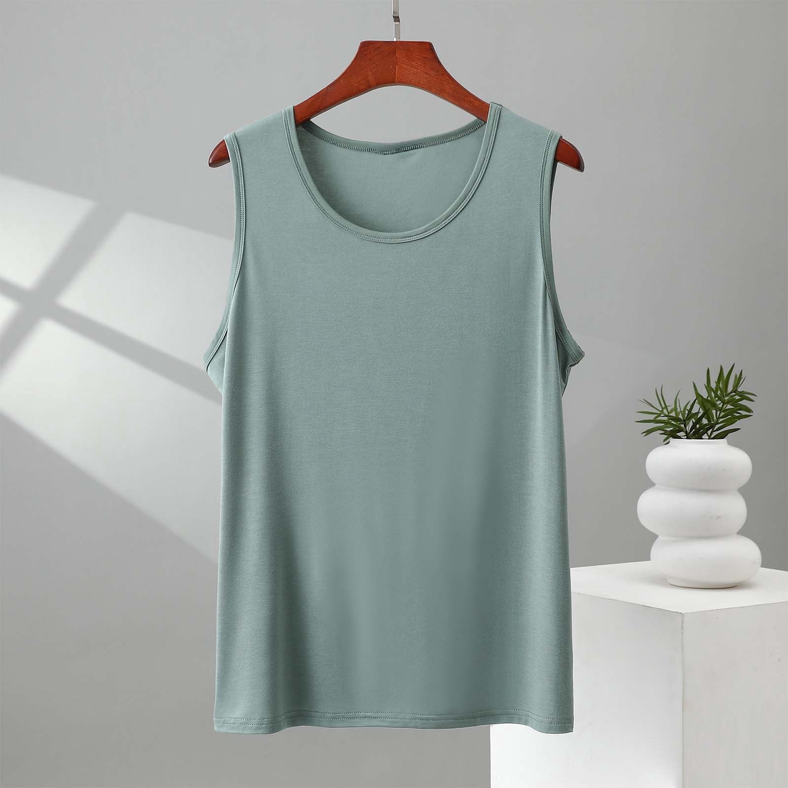 Ceisia Men's Soft Modal Cotton Tank Top Crew Neck Sleeveless Undershirt ...