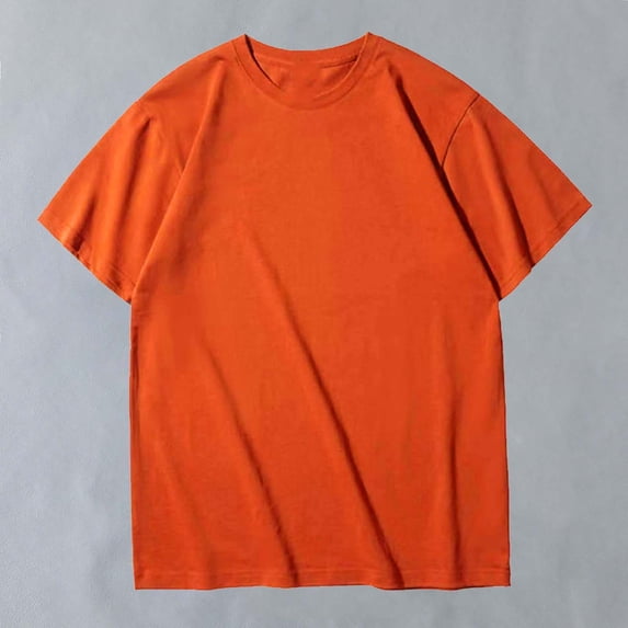 Ceisia Men's Solid Breathable Short Sleeve Crewneck Athletic T Shirt Casual Everyday Sport Top Orange XXL Gifts for Father