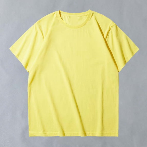 Ceisia Men's Solid Breathable Short Sleeve Crewneck Athletic T Shirt Casual Everyday Sport Top Yellow L Gifts for Father