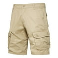 thumbnail image 1 of Ceisia Men's Solid Casual Cargo Shorts Button Zipper Fly Multi Pocket Elastic Waist 5 Inch Bottoms Khaki L Gifts for Father, 1 of 6