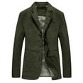 thumbnail image 1 of Ceisia Men's Solid Color Casual Blazer Jacket with Notched Lapel & Striped Lining Army Green XXXL Gifts, 1 of 3