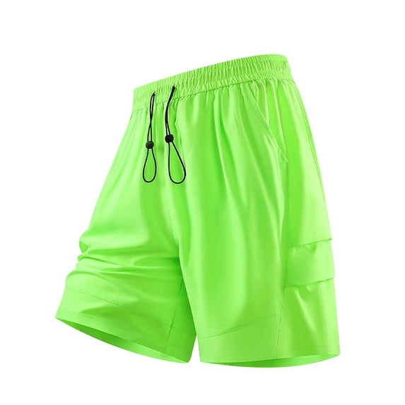 Ceisia Men's Solid Color Casual Sports Shorts with Pockets Elastic Waist Lightweight Summer Gym Bottoms Gifts for Father Green M