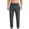 thumbnail image 1 of Ceisia Men's Solid Color Ice Silk Casual Sports Pants with Elastic Drawstring Waist Zippered Pockets Tapered Ankle Cuffs Gray Gifts for Father 2X, 1 of 6