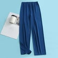 thumbnail image 1 of Ceisia Men's Solid Color Ice Silk Loose Sleep Pants, Breathable Full Length Pajama Trousers for Men Blue XXXL Gifts, 1 of 3
