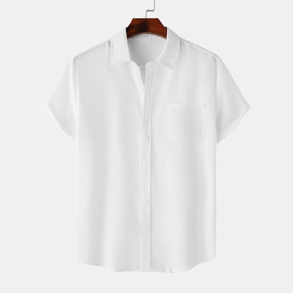 Ceisia Men's Solid Color Loose Fit Short Sleeve Button Down Shirt for Casual & Vacation Wear White M Gifts
