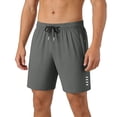 thumbnail image 1 of Ceisia Men's Solid Color Quick-Dry Sports Shorts with Elastic Waist Drawstring Zippered Pockets Nylon Casual Fitness Bottoms Army Green Gifts for Father 3X, 1 of 8