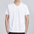 thumbnail image 1 of Ceisia Men's Solid Color V-Neck T-Shirt, Casual Cotton Short Sleeve Summer Top for Men White M Gifts, 1 of 6