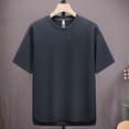 thumbnail image 1 of Ceisia Men's Solid Color Waffle Knit T-shirt Loose Fit Short Sleeve Round Neck Casual Summer Fall Tee Tops Dark Gray M Gifts, 1 of 9