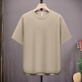 thumbnail image 1 of Ceisia Men's Solid Color Waffle Knit T-shirt Loose Fit Short Sleeve Round Neck Casual Summer Fall Tee Tops Khaki 8XL Gifts, 1 of 9