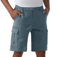 thumbnail image 1 of Ceisia Men's Solid Elastic Waist Multi Pocket Button Zipper Cargo Shorts Casual Work Pants Gifts for Father Blue S, 1 of 5