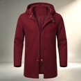 thumbnail image 1 of Ceisia Men's Solid Hooded Wool Blend Coat Zip Button Hybrid Windproof Long Sleeve Outerwear Gift, 1 of 8