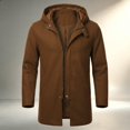thumbnail image 1 of Ceisia Men's Solid Hooded Wool Blend Coat Zip Button Hybrid Windproof Long Sleeve Outerwear Gift, 1 of 9