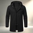 thumbnail image 1 of Ceisia Men's Solid Hooded Wool Blend Coat Zip Button Hybrid Windproof Long Sleeve Outerwear Gift, 1 of 8